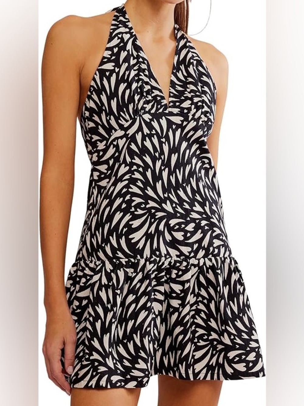 Free People NWT Cecil black and cream halter top mini dress